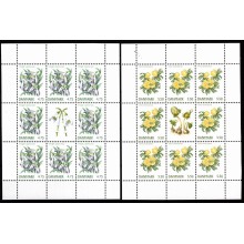 Danmark. Småark med 8 mærker samt vignet i midten. Forårsblomster. Postfrisk.